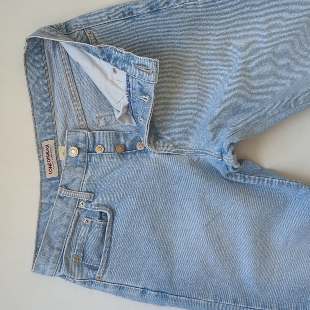 Vtg. London Jean Asian Dragon Embroidered High Rise Cropped Mom Jeans 10 Blue - Picture 6 of 13